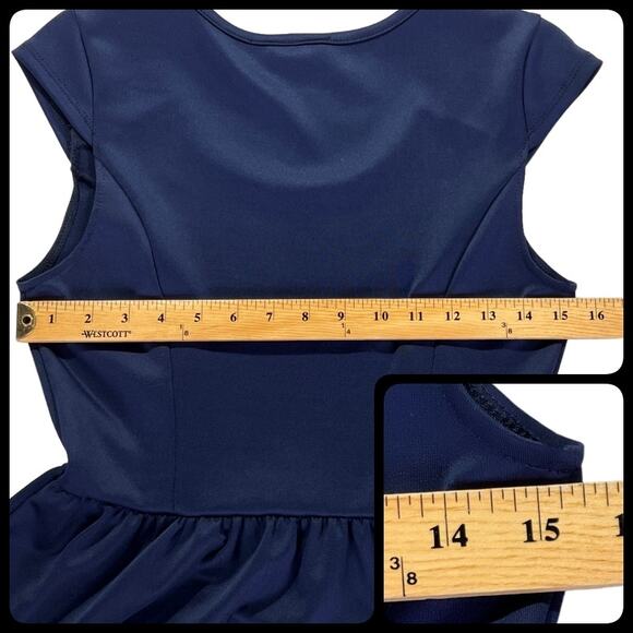 Trendyland Cap Sleeve Scoop Neck Pull On Midi Dress Size Large Navy Blue - Picture 10 of 12